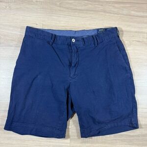 Polo Ralph Lauren Shorts Adult 34 Chino Stretch Seersucker‎ Outdoors Golf Blue